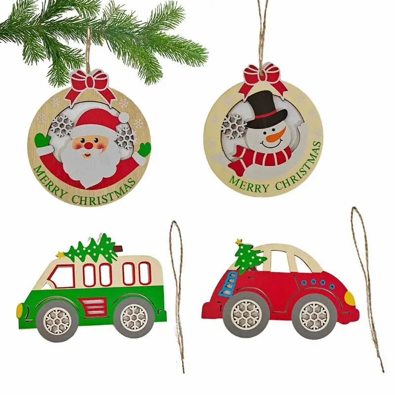 

Рождественские деревянные украшения для рукоделия, 4 шт., цветная Подвеска для рождественской елки, деревянные поделки, украшения, товары дл...