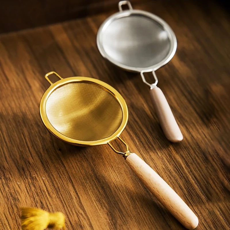 Сетчатый сито из нержавеющей стали с деревянной ручкой