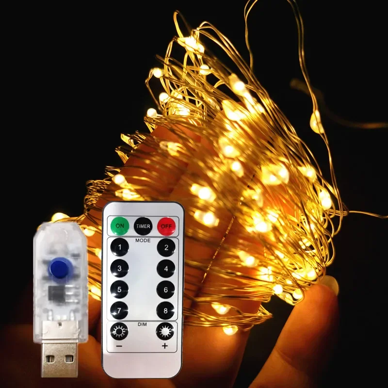 

Домашний декор, Сказочная лампа для оформления праздника, яркий сад, 8 режимов, светодиодная медная проволока, лампа с дистанционным управлением, свадебная гирлянда, Рождественское украшение