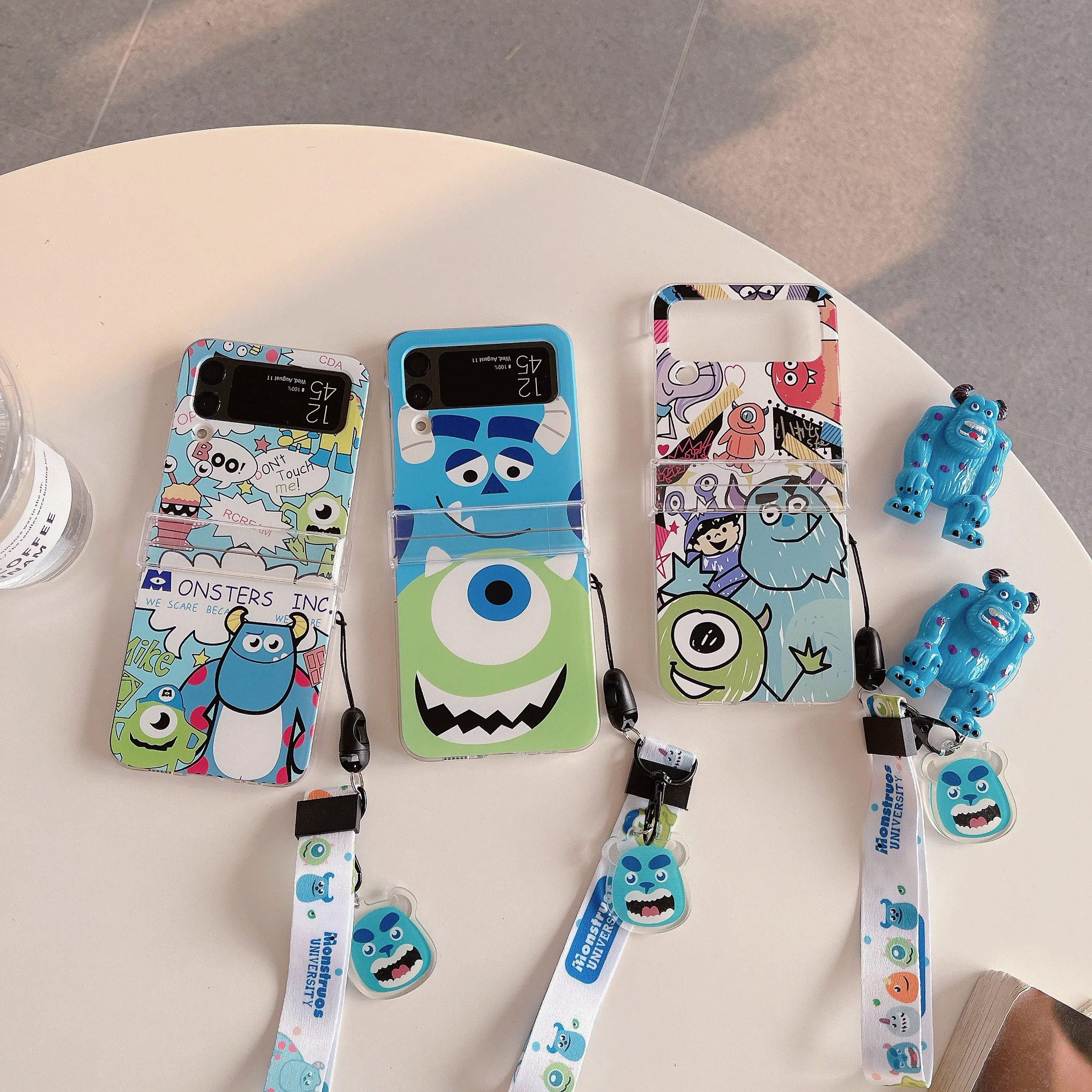 

Monsters, Inc. James P. Sullivan 3D doll hand chain Phone Case For Samsung Galaxy Z Flip 3 4 5G ZFlip3 ZFlip4 Flip3 Flip4 Cover