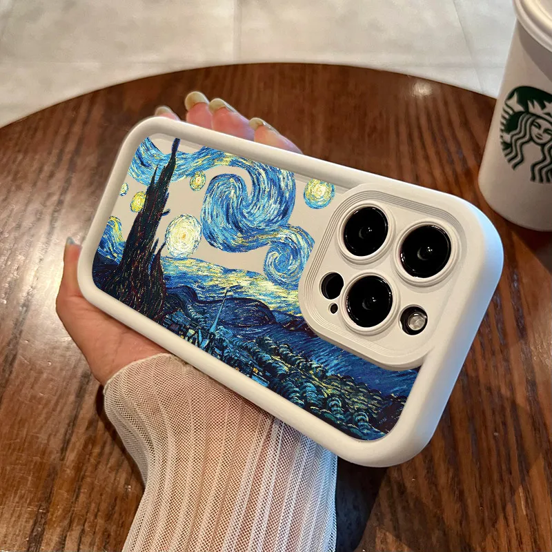 Чехол с картиной маслом Ван Гога Звездное небо для iPhone 16 15 11 13 14 12 Pro Max Plus Mini чехол