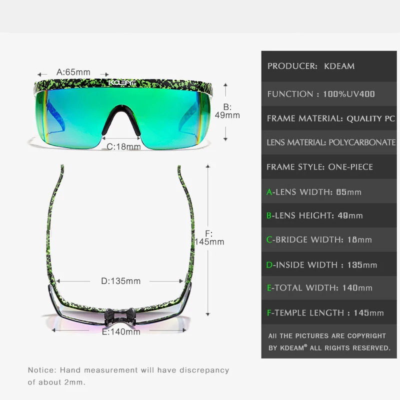 KDEAM новые солнцезащитные очки в большой оправе для пар анти-УФ-ветрозащитные