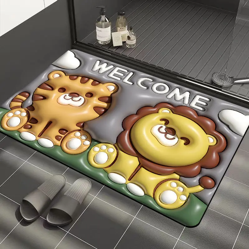 

3D Visual Bath Mat Water Absorption Anti-skid Cartoon Kitchen Mat Three-dimensional Expansion Rugs Creative Entrance Doormat