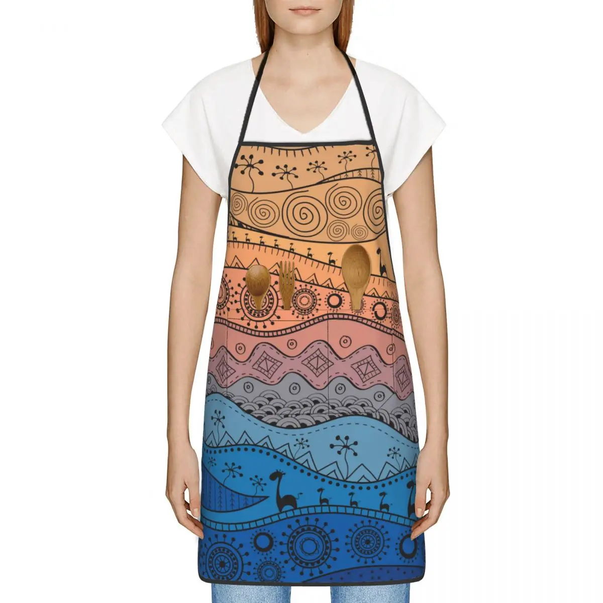 Кухонный Фартук Африканский этнический узор фартук шеф-повара для работы