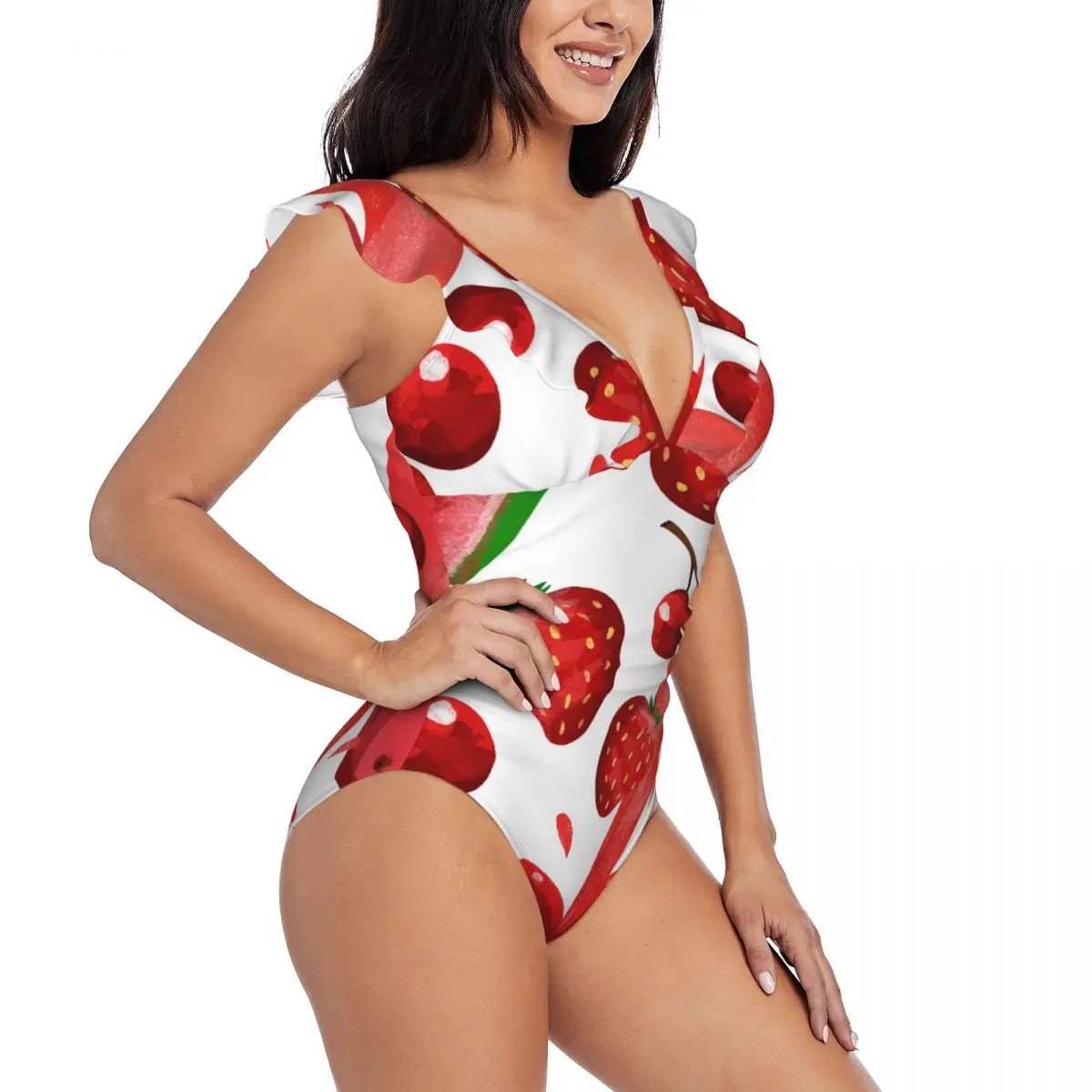 

Ruffle 2023 Women Sexy One Pieces Swimsuit Swimwear Female Juice Watermelon Cherry Strawberry Monokini Bathing Suit Beachwear