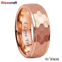 wholesale tungsten wedding band for men women 6mm 8mm engagement ring i love you stamped hammered brushed finish comfort fit