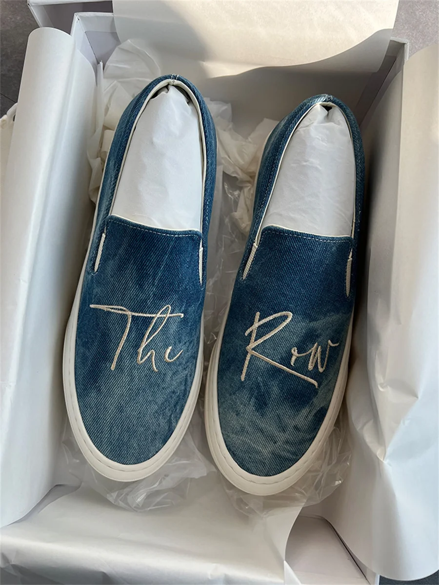 

The Row Denim Canvas Lefu Shoes Lazy and Comfortable Single Shoes One Step on Casual Board Shoes Female