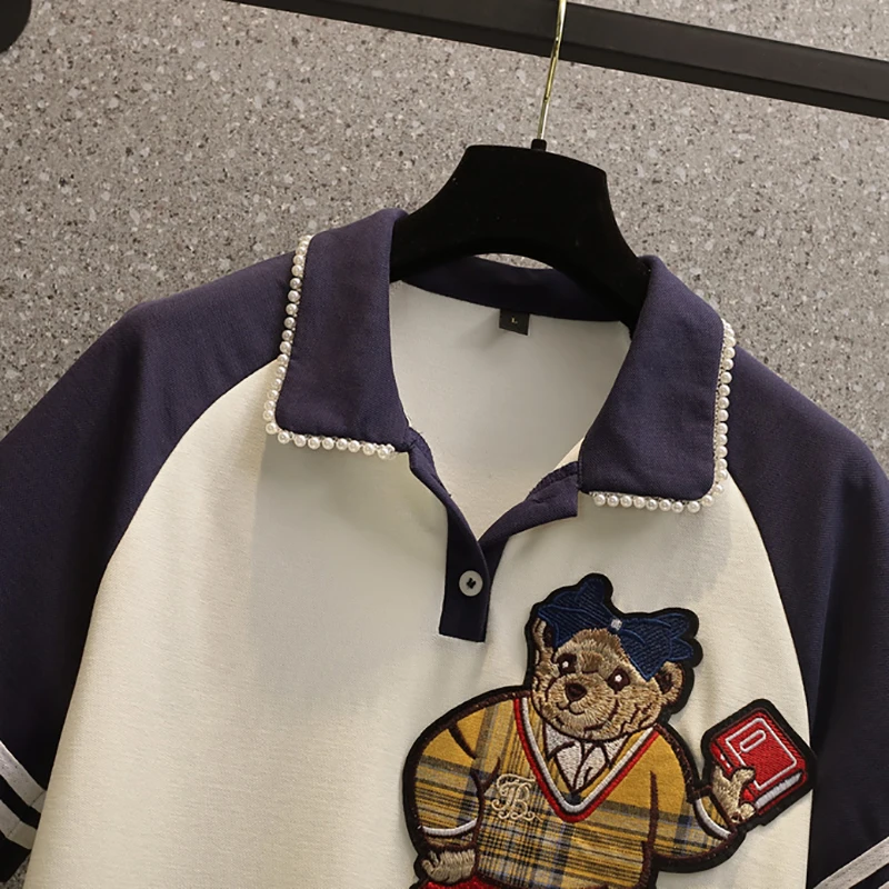 Женский Повседневный костюм-двойка элегантный белый топ с мультяшным принтом и