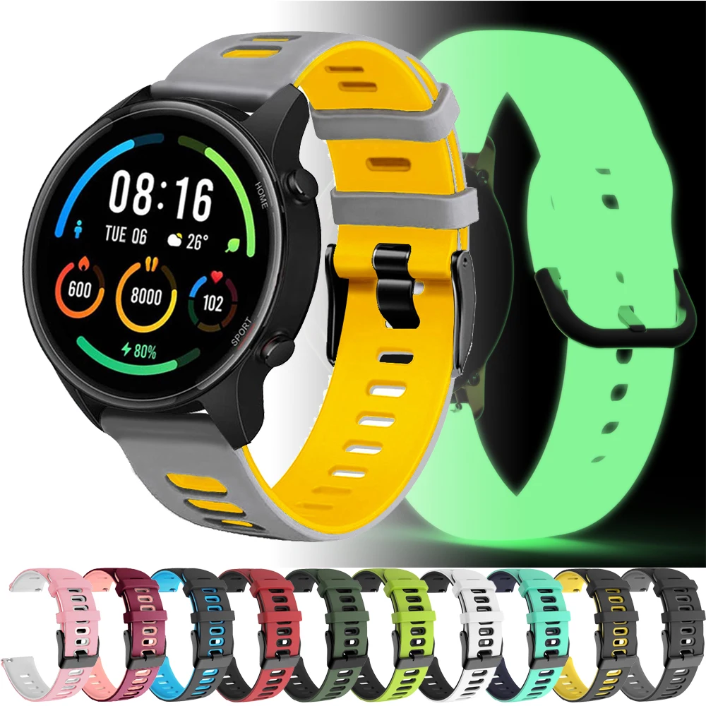 20mm fluorescent Strap For Garmin Forerunner 265 645 158 Approach S70 42mm Venu 2 Plus Sport Silicone Smart Watchband Bracelet