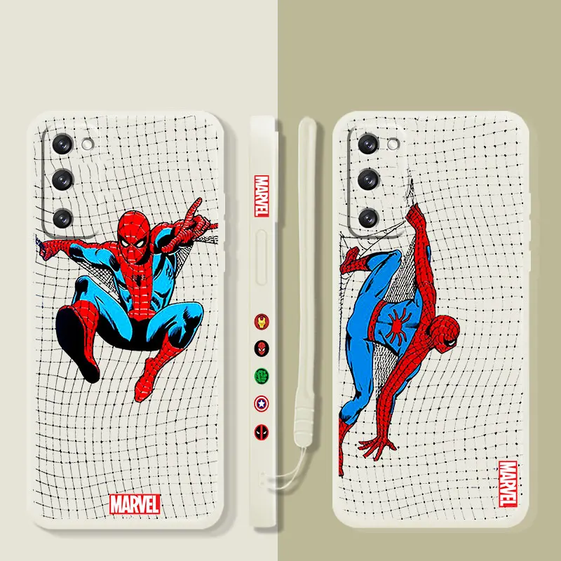 

liquid Silicone Case For Samsung Galaxy S20 S21 FE S22 S10 S8 S9 Plus S10E For Samsung Note 20 Ultra 10 Cover Spiderman Web Capa