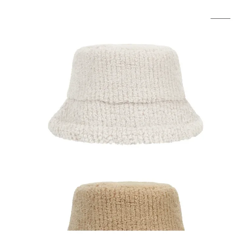Панама женская плюшевая мягкая теплая Повседневная шапка из ягненка плотная для
