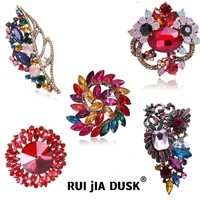 rui jia dusk new metal color crystal brooch high quality fashion rhinestone jewelry accessories women wholesale