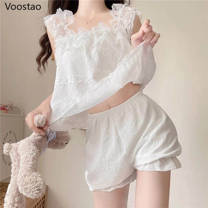 Летняя Милая Пижама принцессы в стиле Лолиты комплекты из 2 предметов