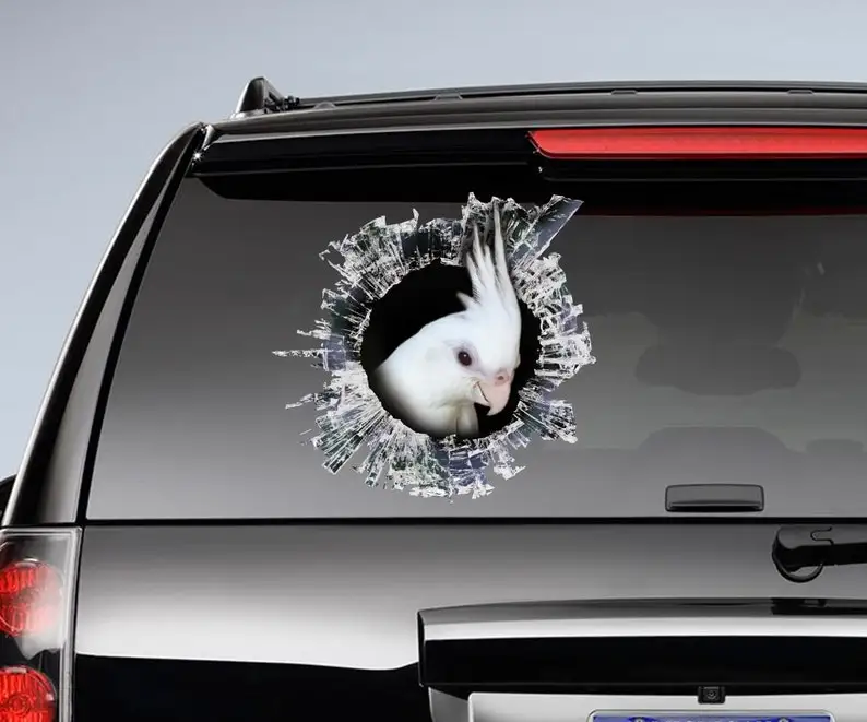 

Albino Cockatiel window decal, White Cockatiel window sticker