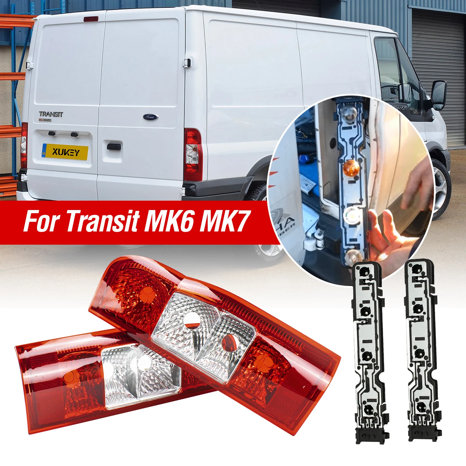 

LH + RH Side Rear Tail Light Lamp Lens Bulbs Holder Stop Socket Circuit Board 4x Kit For FORD TRANSIT Van MK7 MK6 2000-2014