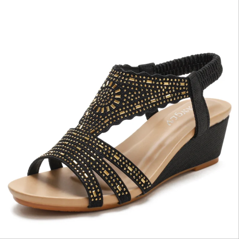 

Summer New Style Simiya Rhinestones Light and Simple Ladies All-match Shoes Wedge Sandals Women Size 42 for