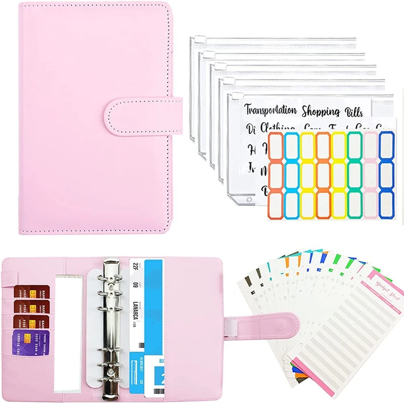 

Budget Binder,Cash Budget Envelopes Set A6 Binder Envelopes,Cash Envelopes System With 24Pcs Label Stickers,Organize