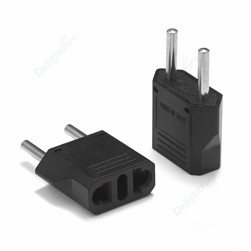 Us To Eu Euro European Russia Korea Electrical Socket 2pin Plug Power Converter Ac Outlet Travel Adapters
