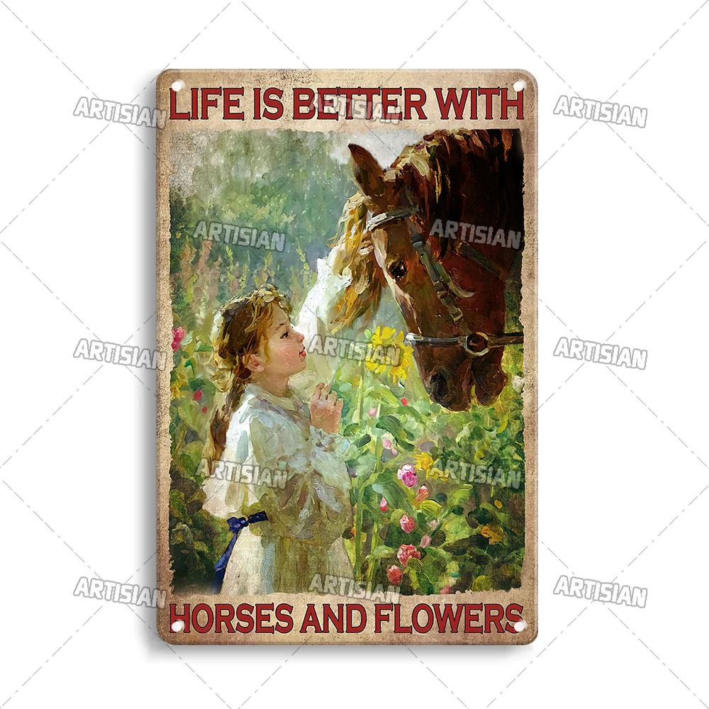 

Металлическая табличка ARTISIAN Винтаж Девушка И Лошадь