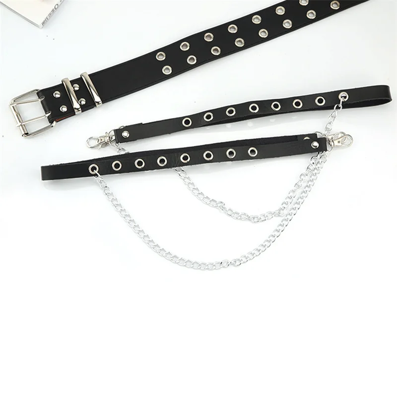 

Harajuku Dark Girl Punk Gothic Style Double-breasted Buttonhole Single-breasted Buttonhole Belt Decoration Jk Waist Chain Strap