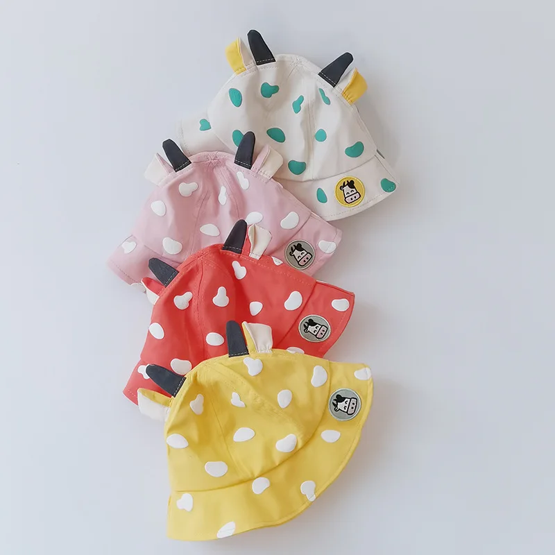 

Spring Summer Baby Hat Cow Spot Thin Bucket Hat Fisherman Hat Cute Cartoon Sunshade Hat Kids Accessories 6 Months-2 Years