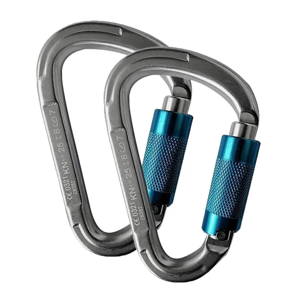 

MagiDeal 2pcs Carabiner Clip Aluminum Screw D Ring Locking Carabiner Spring Clips Outdoor Buckle for Hiking Rappelling
