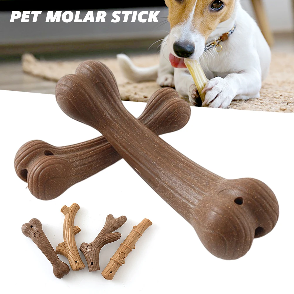 

Wood Fiber Dog Chewing Bones Toys Bite Resistant No Odor Durable Pets Interactive Training Tool Molar Teeth Clean Stick Food