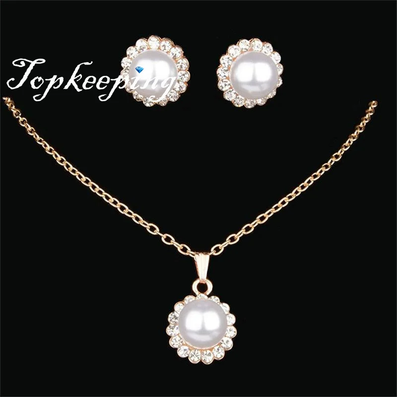 

LE Trend Ladies Flowers Pendant Necklace Stud Earring Jewelry Set Party Gifts