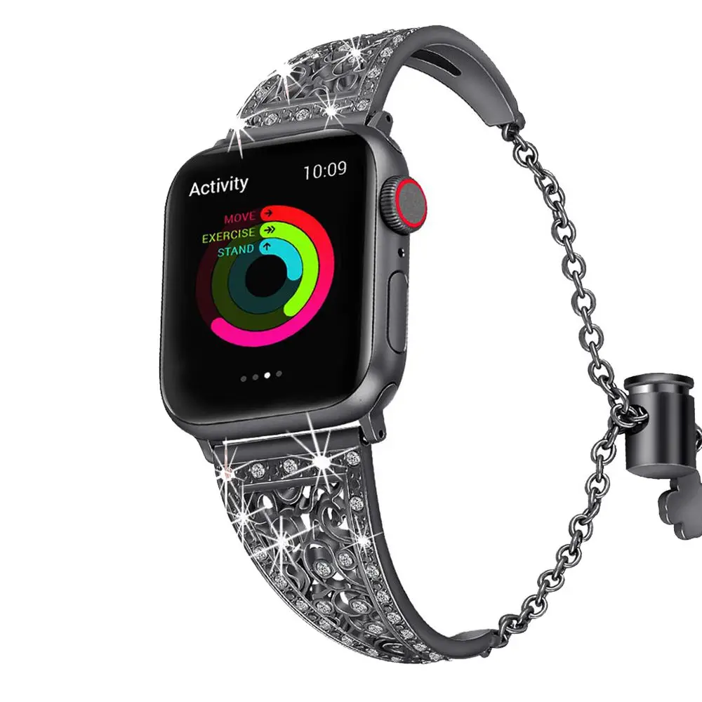 Фото Браслет из нержавеющей стали для Apple watch band, алмазный браслет для iwatch series 4 3 5 se 6 7, 45 мм/41 мм 40 мм 44 мм 38 мм 42 мм №2