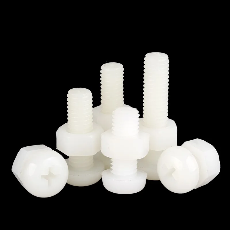 Фото Винты-шпильки Beicai из белого нейлонового пластика с шестигранной гайкой M2 M2.5 M3 M4 M5 M6 M8 №4