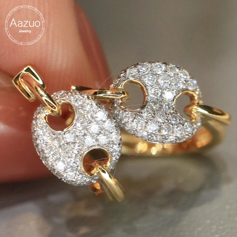 Женские квадратные серьги Aazuo желтое золото 18 К бриллианты карат