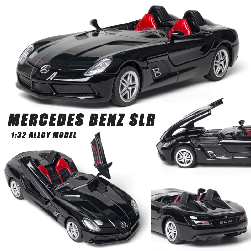 

Diecast 1:32 Toy Car Mercedes Benz SLR Roadster Alloy Model Miniature Metal Vehicle Collection for Children Christmas Gifts Boys