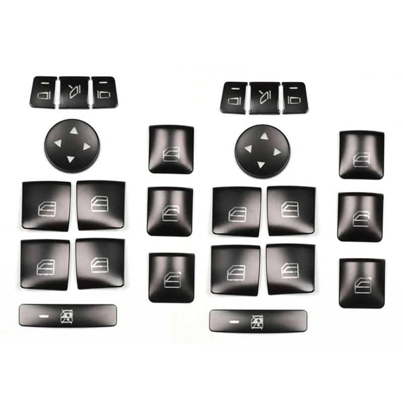 

24PCS Car Door Armrest Window Switch Button Trim Cover Sticker for Mercedes Benz GLK ML GL a B C E G Class W204 X166
