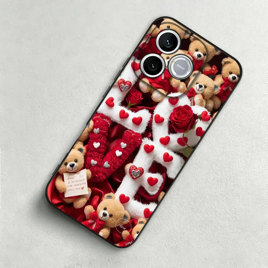 Фото Чехол для телефона Funda для Honor 70 90 8X Magic5 X8 600 X6 200 400 X7 X9 X5 с милым медведем ко Дню святого Валентина №3