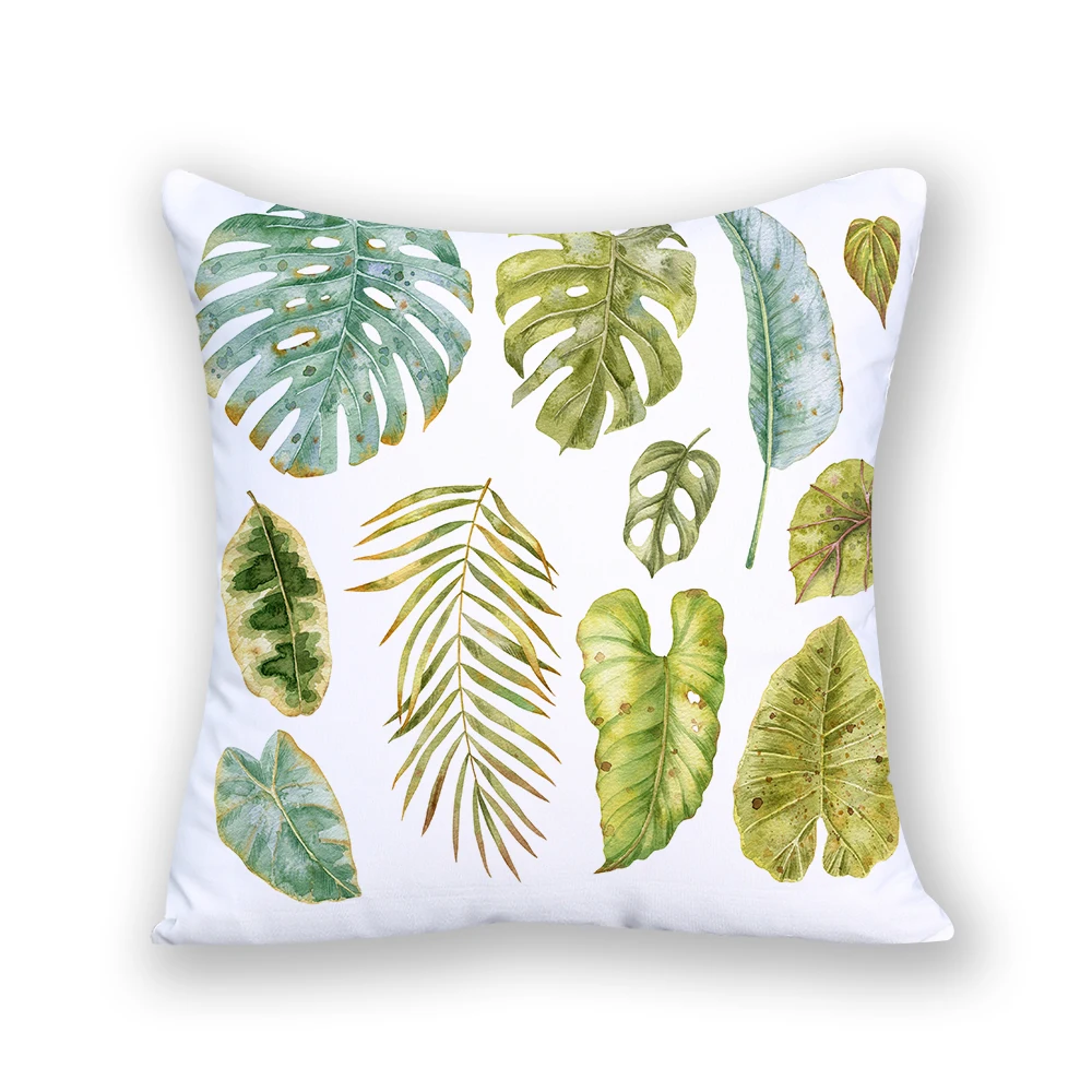 

Cartoon Square Decorative Pillows Tropical Nordic Plant Home Decor Velvet Boho Style Cushion Cover Polyster Linen Sitting E2121