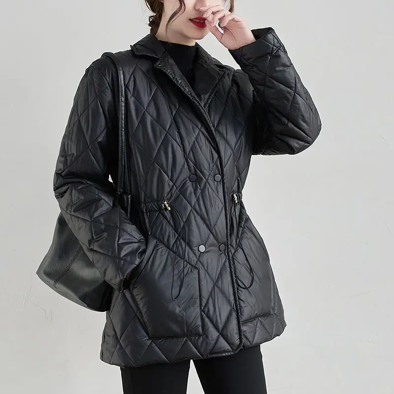 Women's Warm Waist down Cotton-Padded Jacket Mid-Length Slim Fit Large Size Lightweight Coat for Women  Parka