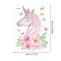 creative cartoon pink unicorn flower wall sticker girls room stickers kitchen decal baby nursery bedroom accessories
