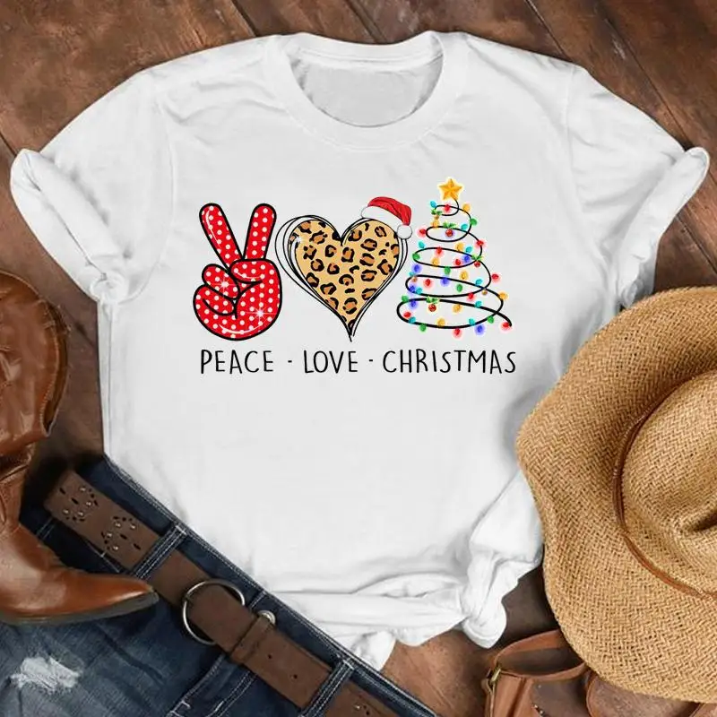 

Women 90s Cute Lovely Merry Christmas Holiday Tshirt Nice Top Graphic Cartoon New Year Pretty Shirt T Tee T-shirt