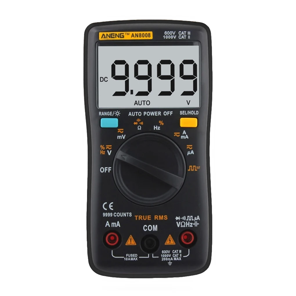

ANENG AN8008 True-RMS Digital Multimeter AC DC Voltage Ammeter Tester MAX Display 9999 Counts AC DC voltage ammeter voltage