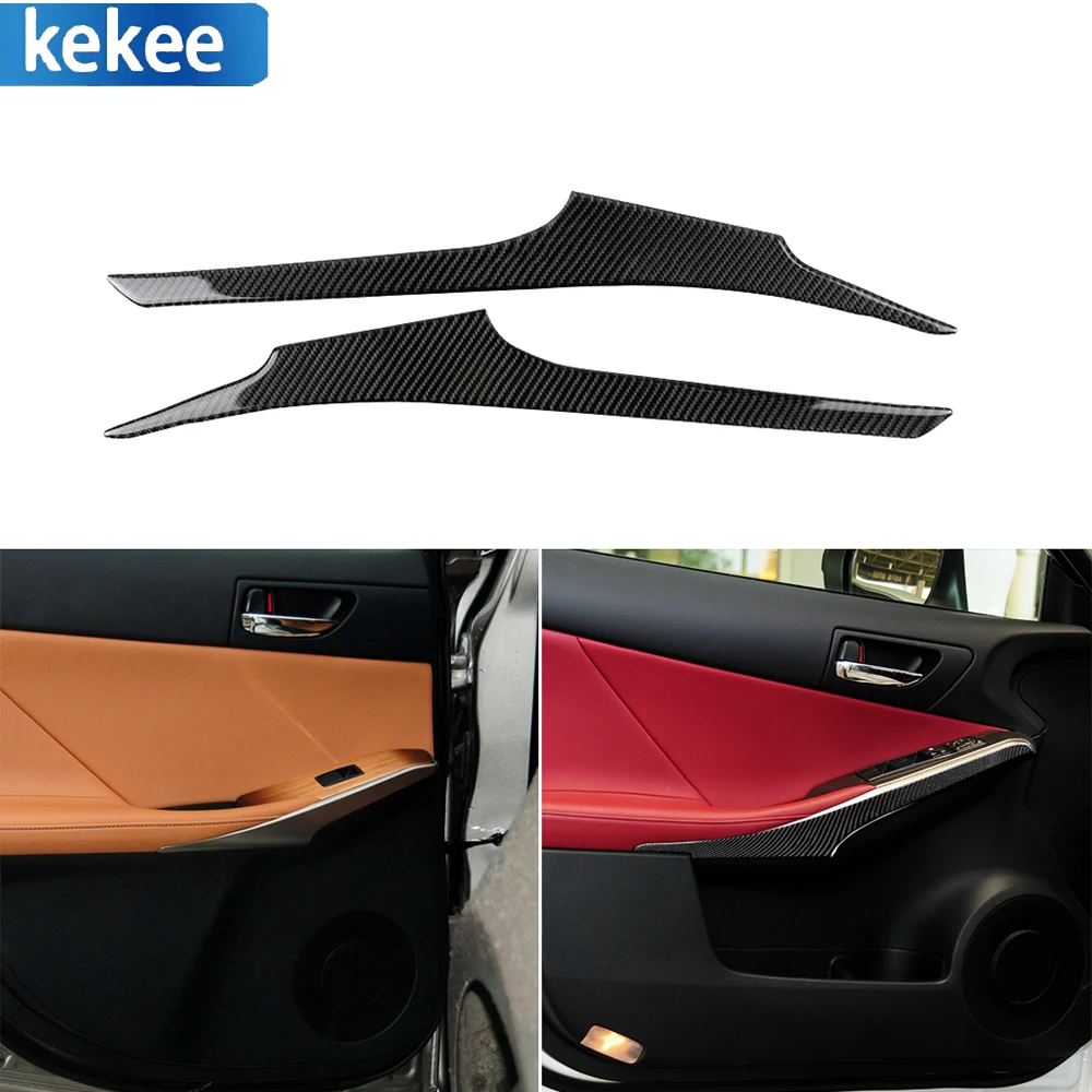 

For Lexus IS250 2013-2020 Real Carbon Fiber Car Interior Decal Auto Door Armrest Panel Cover Trim Decoration Strip Sticker 2PCS