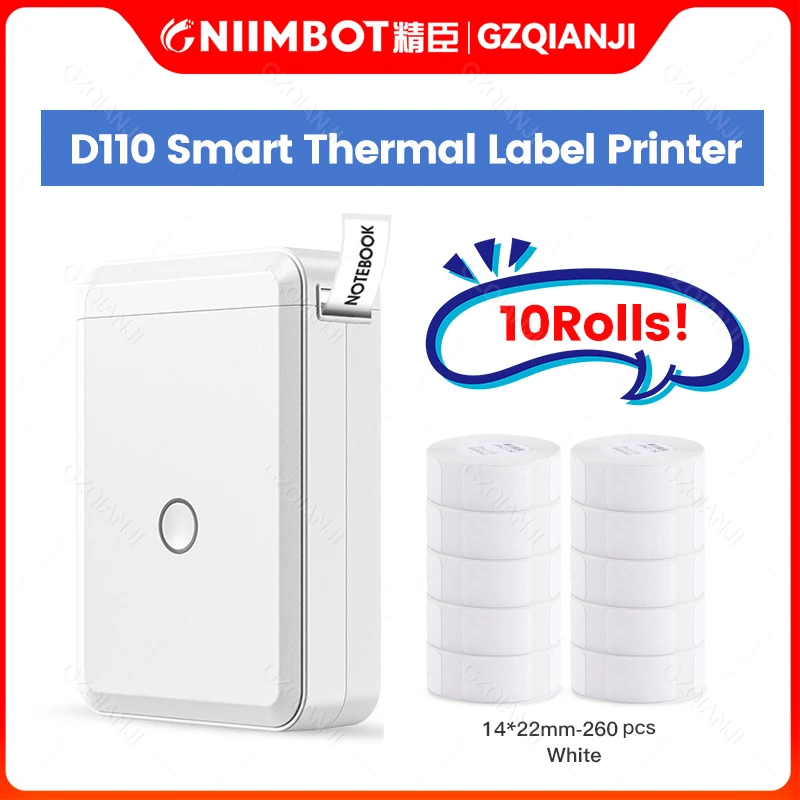 

NiiMbot D110 Portable Label Maker Wireless Bluetooth Label Printer for Android iPhone Phone Office Home Name Tag Tape Sticker D1