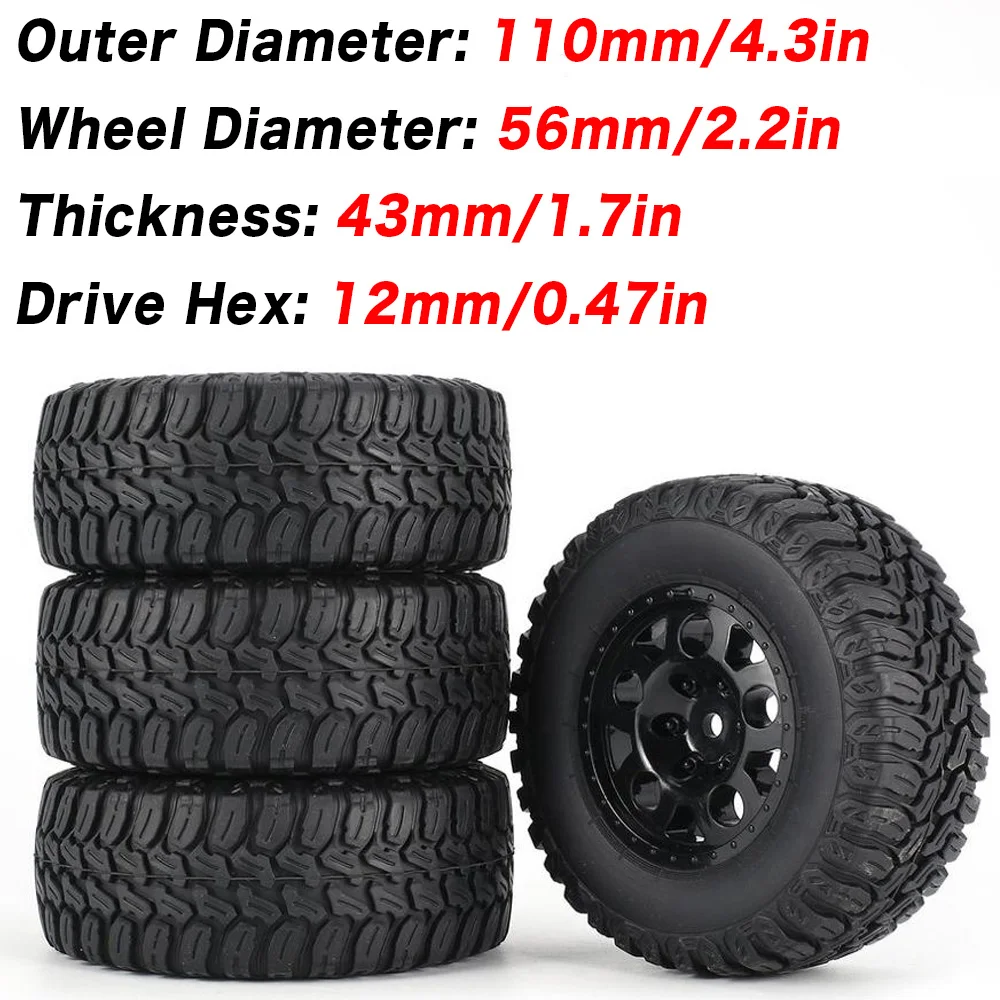 4 шт. радиоуправляемые внедорожники 110 мм обод резиновые шины набор колес