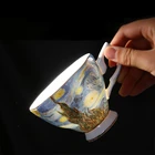 Кофейная чашка с художественной росписью Ван Гога Звездная ночь, Подсолнухи, семена, ирисы, оригинальные кофейные чайные чашки Saint-Remy