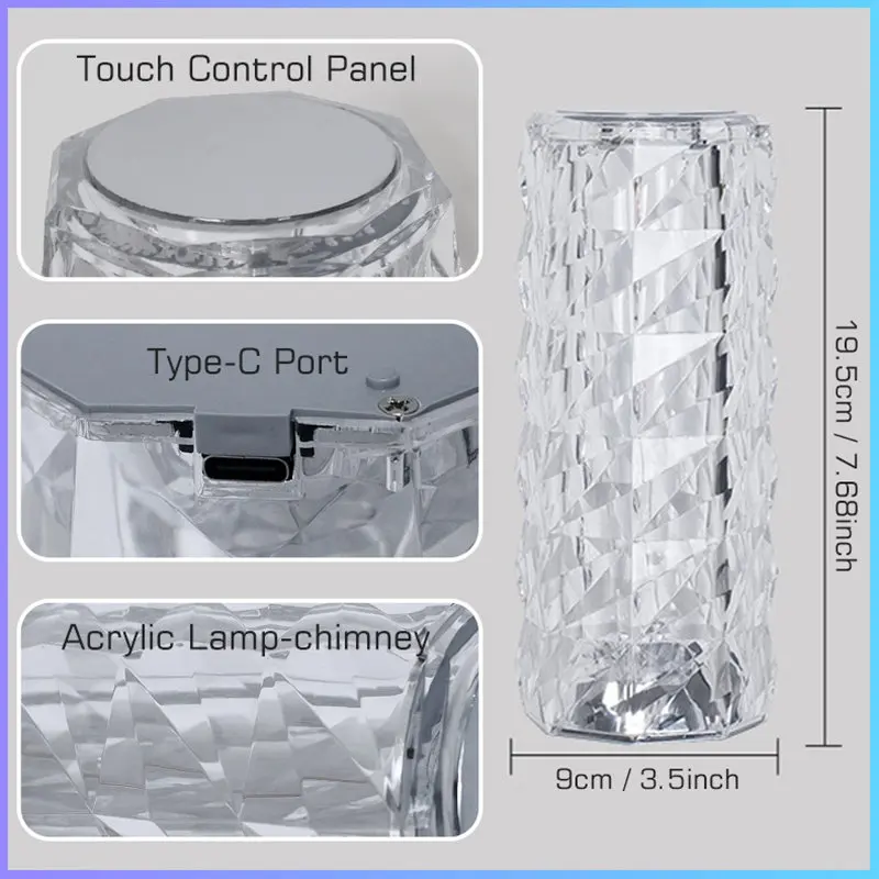 Светодиодный светильник с кристаллами яркая лампа USB-зарядкой романтисветильник