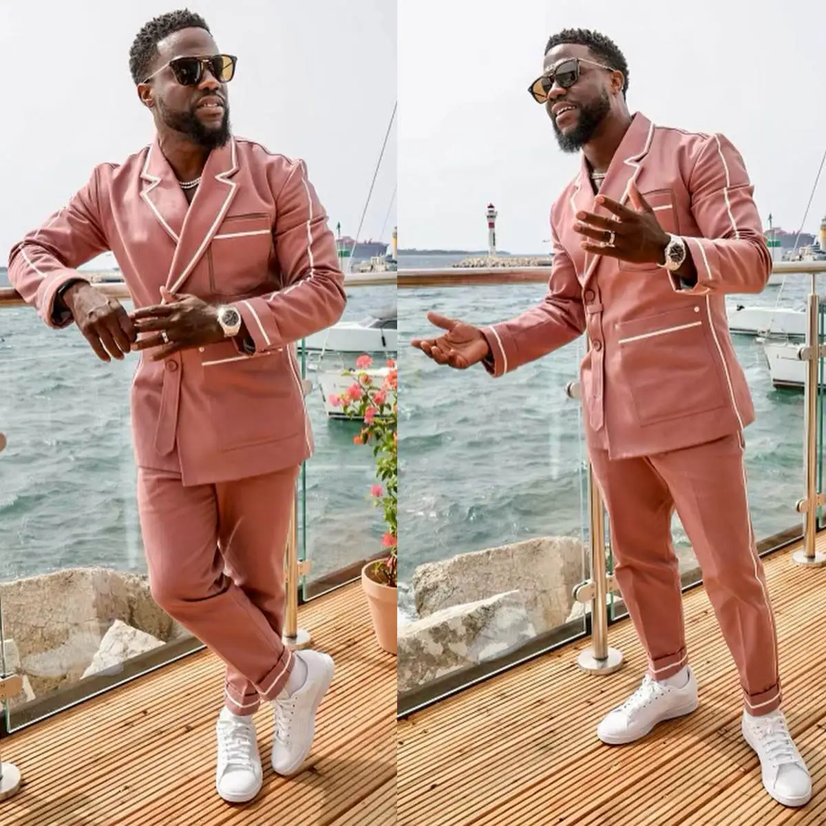 Пляжные мужские свадебные смокинги по индивидуальному заказу двубортные