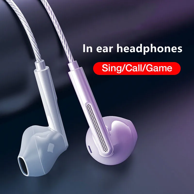 

Wired Headphones Heavy Bass In Ear Headphone with Mic Stereo Mobile Earphone Earbuds Wire Game Headset 3.5mm Phone Earphones