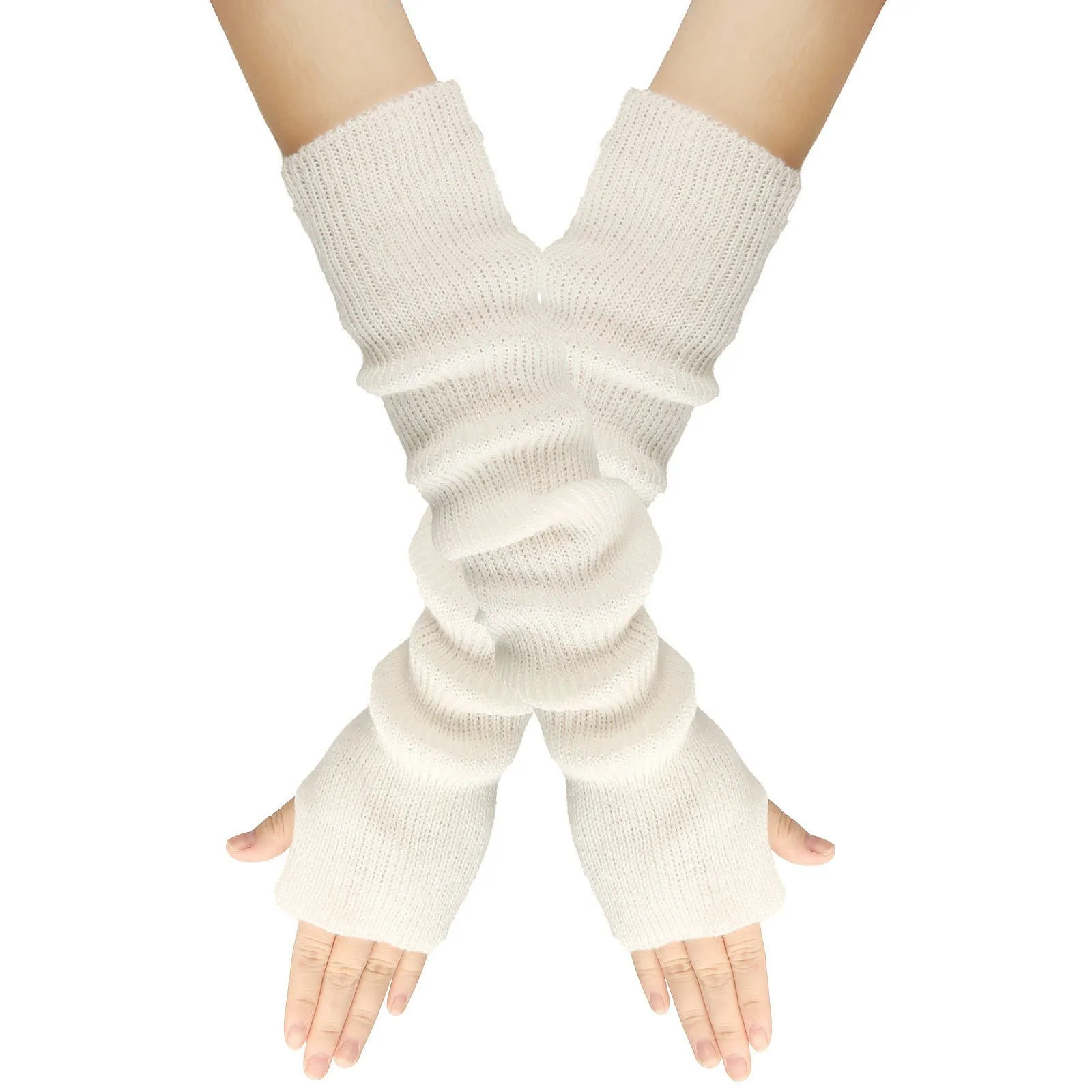 

Женские длинные перчатки без пальцев, вязаные рукавицы, зимние теплые перчатки для рук в стиле панк, готика, вязаные перчатки «сделай сам» Y2K, однотонные перчатки для девушек, рукава