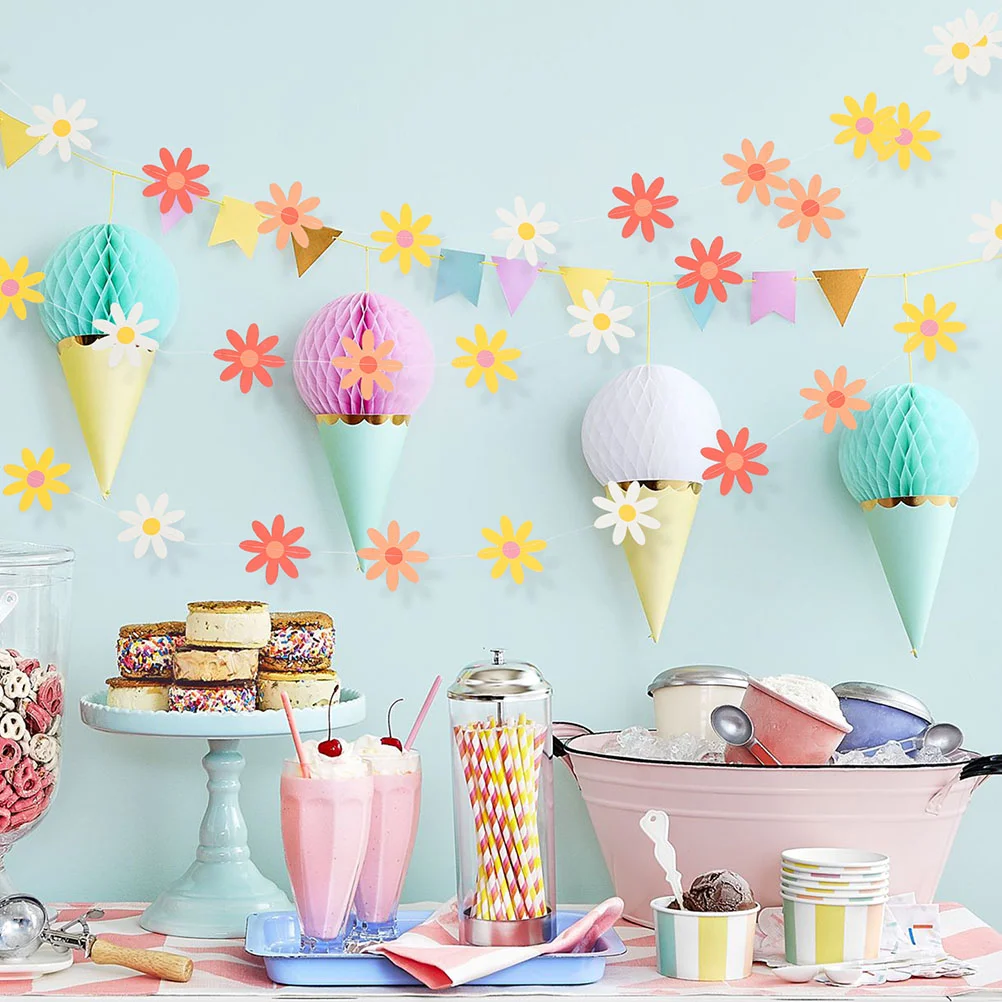 4 шт. маленькая ромашка тянет флаг день рождения баннер гирлянда украшения цветок