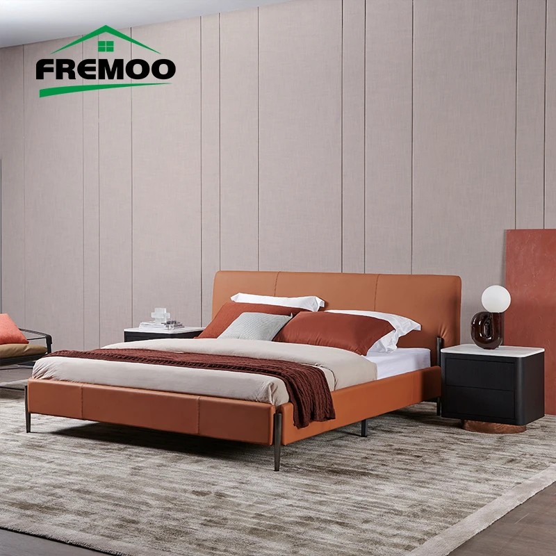 

Light Luxury Leather Parent-child Bed Modern Master Bedroom 1.8m Double Soft Bed High Quality Muebles De Dormitorio