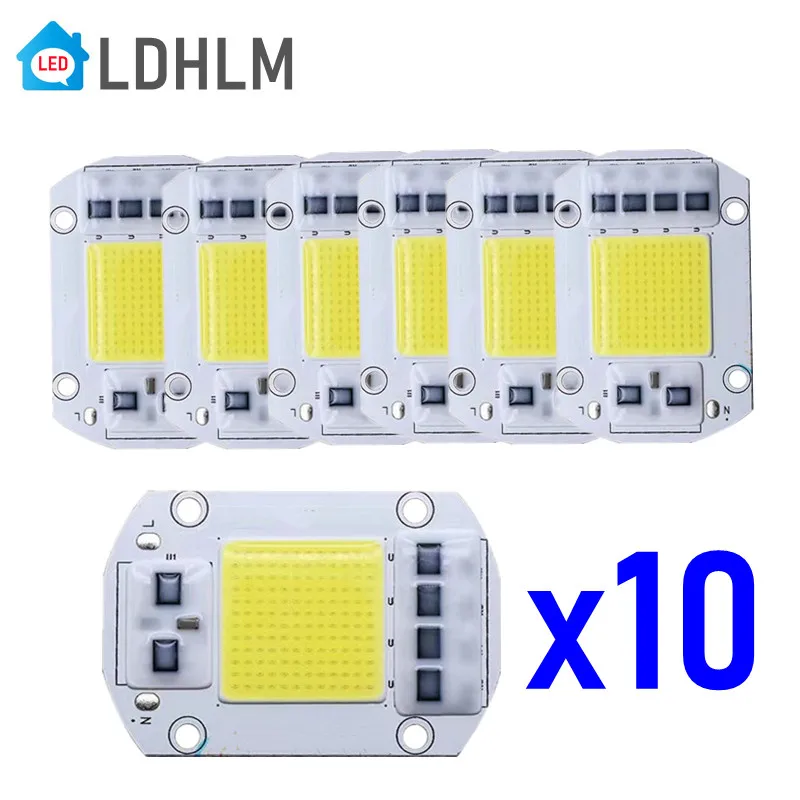 

10PCS LED COB lamp Bead 20W 30W 50W AC 220V 240V IP65 Smart IC No Need Driver DIY Flood light Led Bulb Spotlight Outdoor Chip